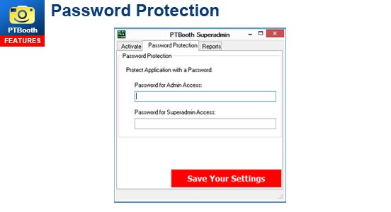 PTBooth custom photo booth software Password Protection